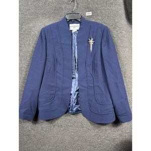 Nina Massini Open Front Blazer Jacket Womens Size 16 Navy Career Workwear